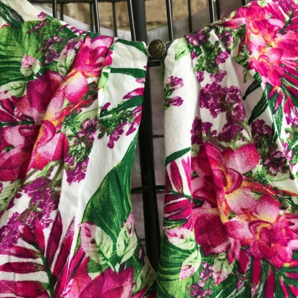 Umgee Cold Shoulder Dress Small Floral Keyhole - Picture 7 of 14